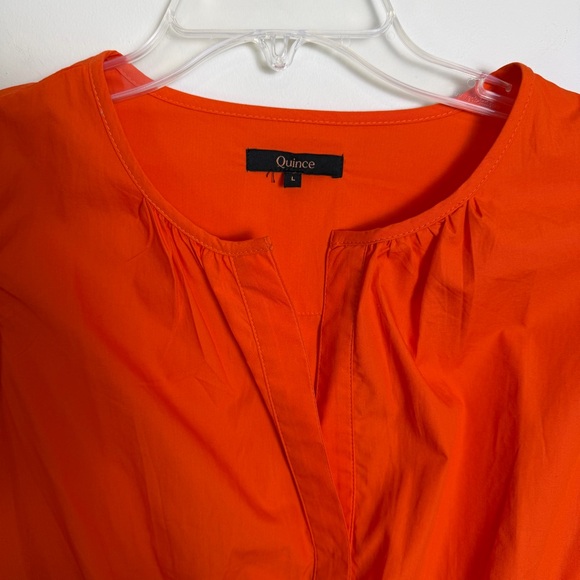 QUINCE Organic Poplin Tiered Maxi Dress, Orange / Red | Sz LG NWOT - Picture 3 of 8